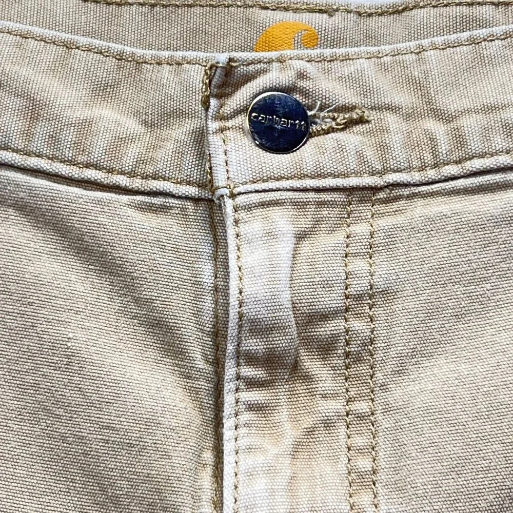 Carhartt Beige Relaxed Fit Canvas Pants Carpenter Cargo Pockets 40x30 RN 14806 - Picture 4 of 16